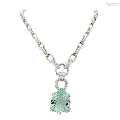 Gucci Horsebit Green Beryl Diamond Necklace in 18k