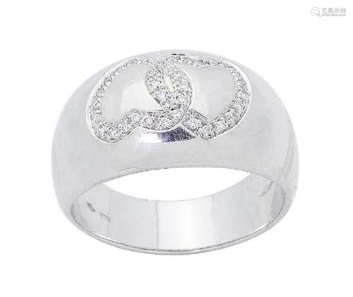 Leo Pizzo 18k White Gold Double Heart Diamond Wide Band