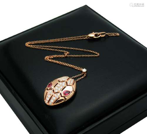 BVLGARI BULGARI Serpenti Necklace Diamond Rubellite