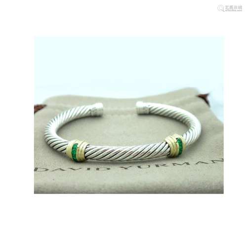 David Yurman 5mm Cable Classic Double-Station Emerald