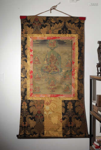 A TIBETAN GUSHANG BUDHISATTVA PATTERN THANGKA