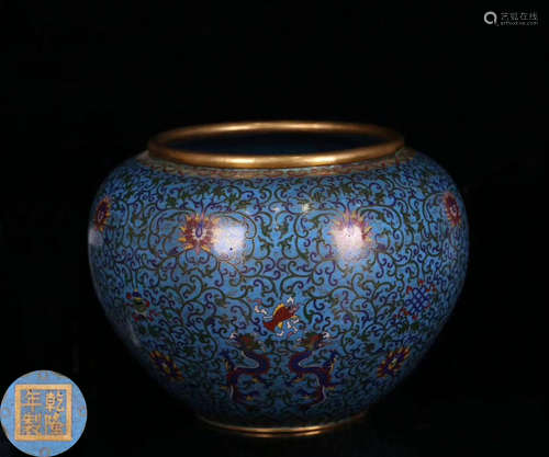 A CLOISONNE FLORAL PATTERN PEN WASHER