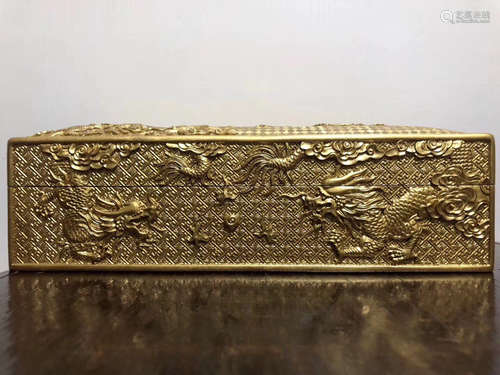 A BRONZE CASTED GRAGON PATTERN SQUARE BOX