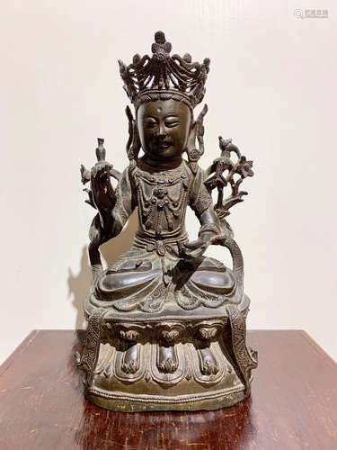 A BRONZE CASTED GUANYIN BUDDHA