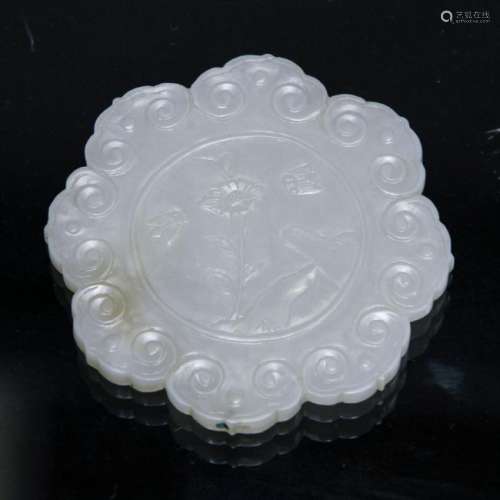 A WHITE JADE PLAQUE, MING DYNASTY