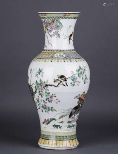 A FAMILLE ROSE BALUSTER VASE, 19TH CENTURY, QING PERIOD