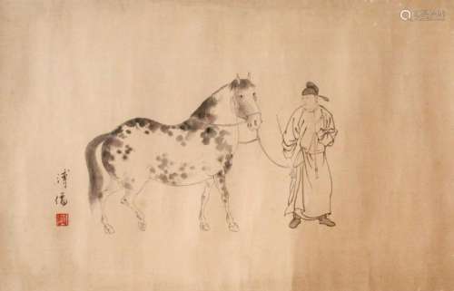 PU RU (1896-1963), HORSE AND FIGURES