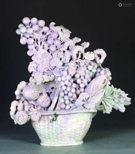 A LARGE LAVENDER JADEITE CORNUCOPIA BASKET, CHRISTIE'S