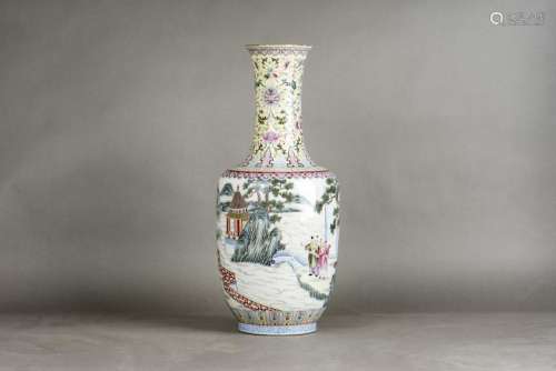 A FAMILLE-ROSE VASE WITH TANGMING MARK