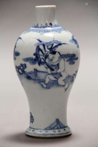 A BLUE AND WHITE 'FIGURAL' VASE
