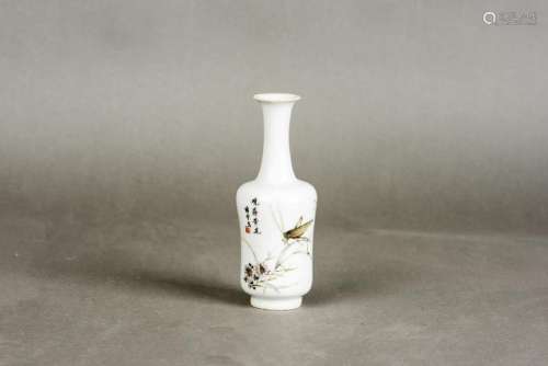 A FAMILLE-ROSE 'DRAGONFLY' SMALL VASE, REPUBLICAN
