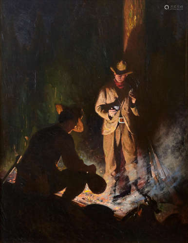 Camp of the Bear Hunters 32 1/4 x 25 1/4in William Herbert Dunton(1878-1936)