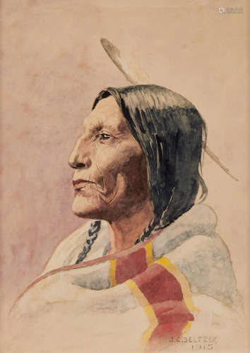 Portrait of an Indian 13 x 10in Olaf Carl Seltzer(1877-1957)