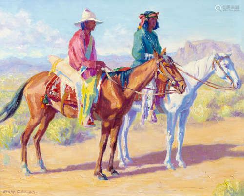 Apaches on Horseback 16 x 20in Henry Cornelius Balink(1882-1963)