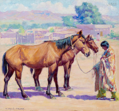 Tony and his Horses 15 x 16in Henry Cornelius Balink(1882-1963)
