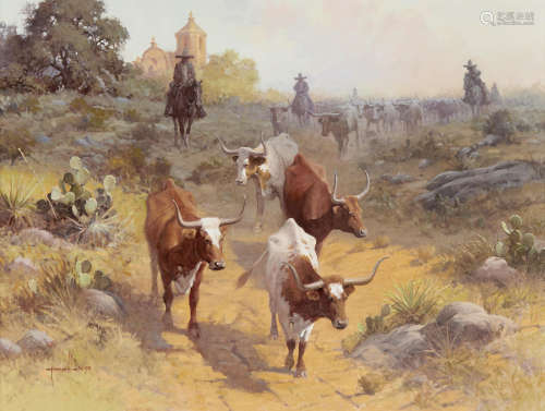 Mission Cattle 30 x 40in Robert Pummill(born 1936)