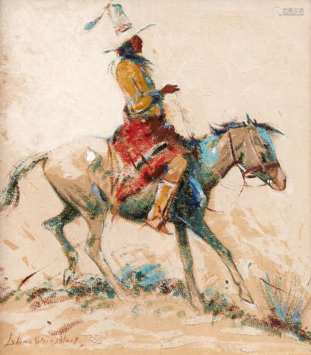 Indian on Horseback 13 1/2 x 12 1/2in Laverne Nelson Black(1887-1938)