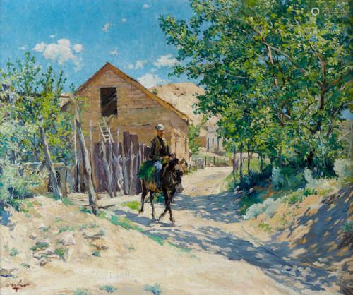 Lone Rider in Old Santa Fe 25 x 30in Walter Ufer(1876-1936)