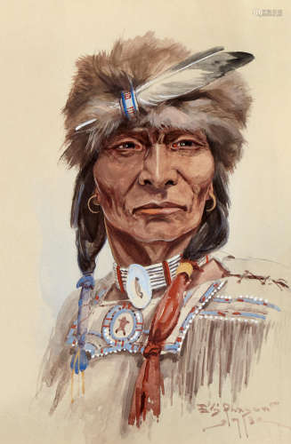 Cree from the North 11 x 7 3/4in Edgar S. Paxson(1885-1982)
