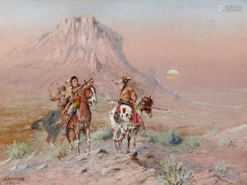 Indian Scouts 13 3/4 x 18in Olaf Carl Seltzer(1877-1957)