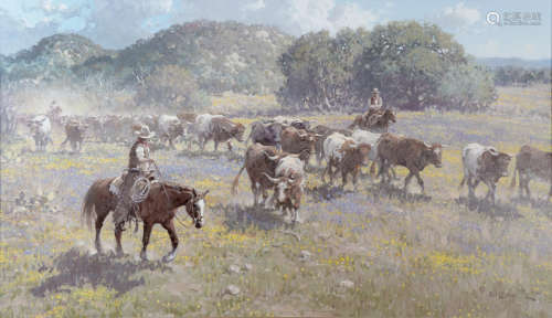 The Chisholm Trail 36 x 60in Melvin Warren(1920-1995)