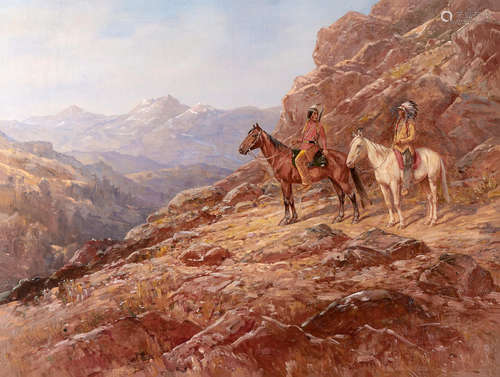 Scouting Sioux 30 x 40in Henry Raschen(1854-1937)