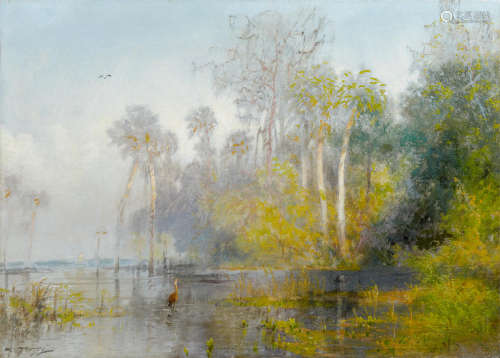 Everglade Landscape 20 x 28in Hermann Herzog(1832-1932)