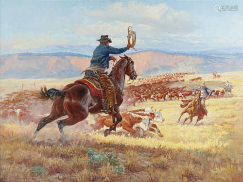 The Roundup 30 x 40in George Phippen(1915-1966)