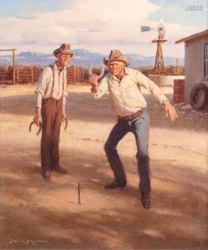 Before TV (A Game of Horseshoes) 24 x 20in Duane Bryers(1911-2012)