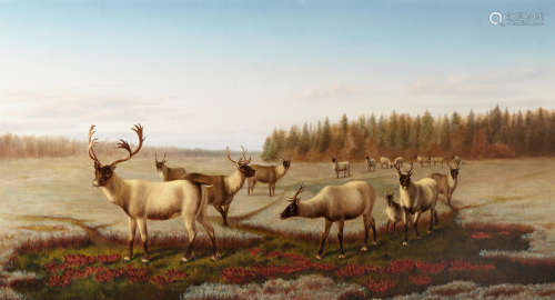 Caribou 26 x 48in William Jacob Hays Sr.(1830-1875)