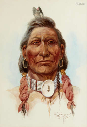 Chief Sorrel Horse 20 x 14in Edgar S. Paxson(1885-1982)