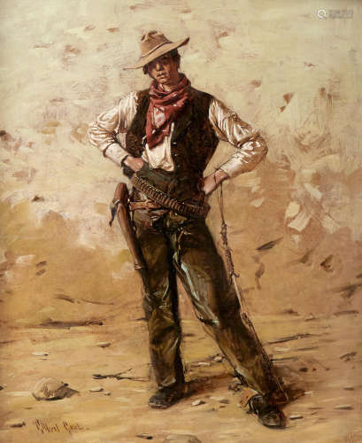Portrait of the Cowboy 26 x 22in Gilbert Gaul(1855-1919)