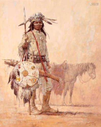 Chiricahua Warrior 30 x 24in Kenneth Riley(1919-2015)