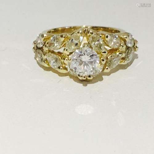 14K Gold, 1.85 CT Diamond Engagement Ring.