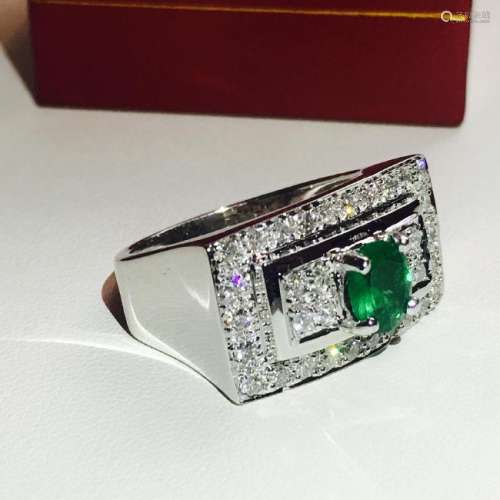 Platinum and 2.75 carat diamond & Emerald Ring