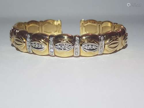 Cartier Style Bracelet, 14K Yellow Gold and Diamond