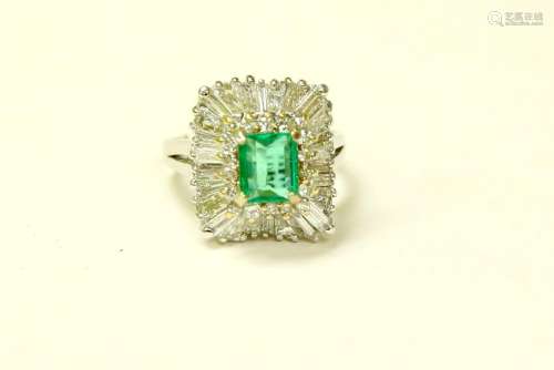 14K, High Quality Colombian Emerald and Diamond Ring