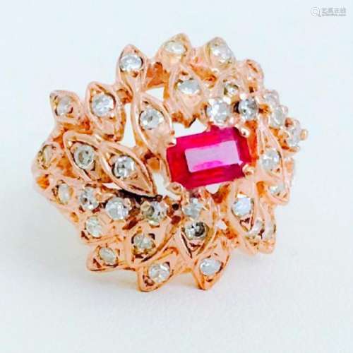 2.00 Carat Diamond and Ruby in 18K Rose Gold Ring