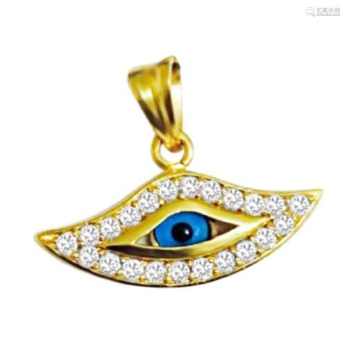 Evil Eye Pendant. 18k GOLD 1.00 CARAT VVS DIAMOND