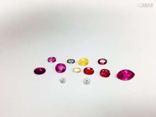 7.90 Carat Diamond Ruby and Mix Colored Sapphire Lot