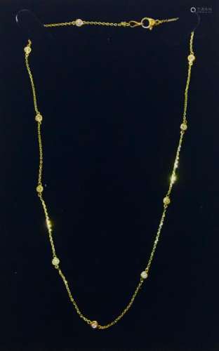 14K yellow gold, VS clarity & F color Diamond Necklace