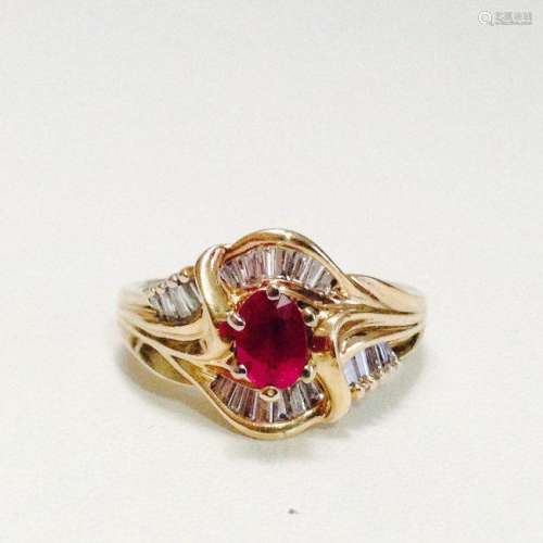 14k Gold Ruby And Diamond Cocktail Ring