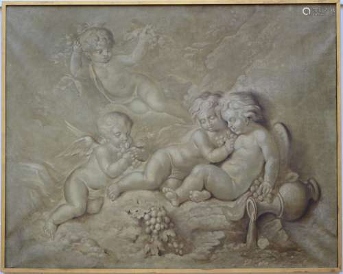 Painting (o/c) 'grisaille with amours'