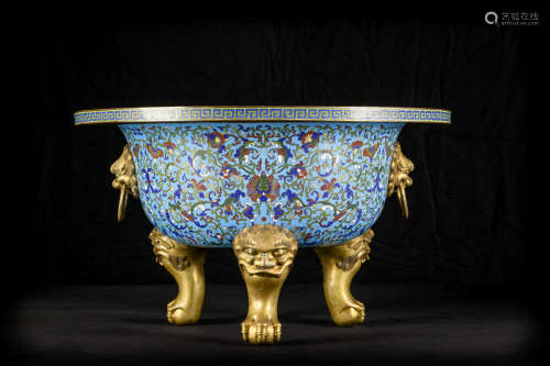 Monumental Chinese censer in cloisonnÈ