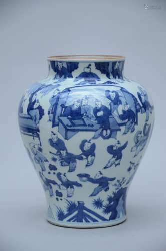 A 'hundred boys' vase in Chinese blue and white porcelain