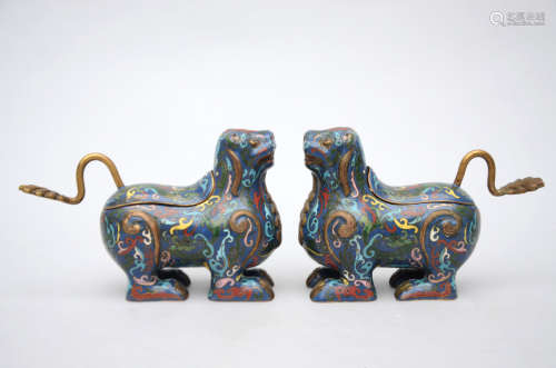 Pair of Chinese cloisonnÈ lions, 20th century