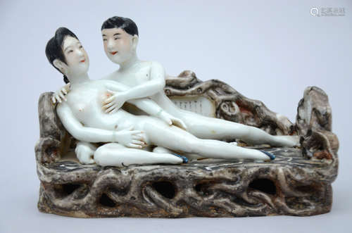 Sculpture in Chinese porcelain erotic scene