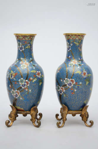 Pair of Chinese cloisonnÈ vases with bronze mounts