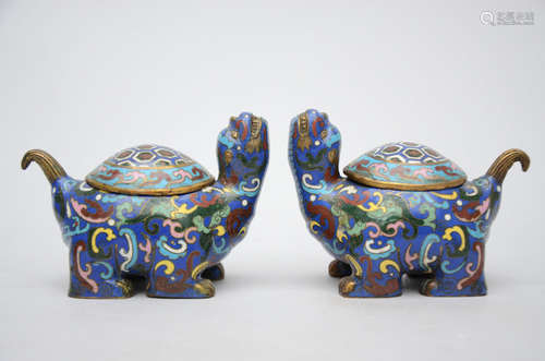 Pair of turtles in Chinese cloisonnÈ, 20th century