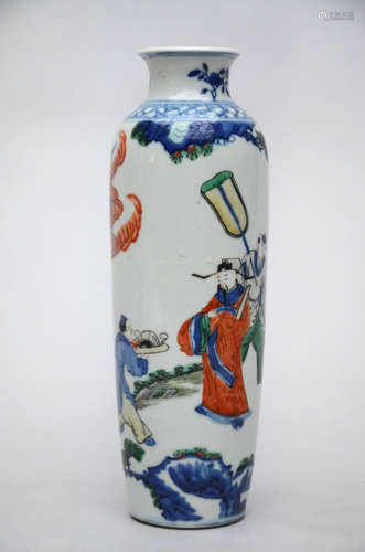 A wucai vase in Chinese porcelain 'scholar with servants'